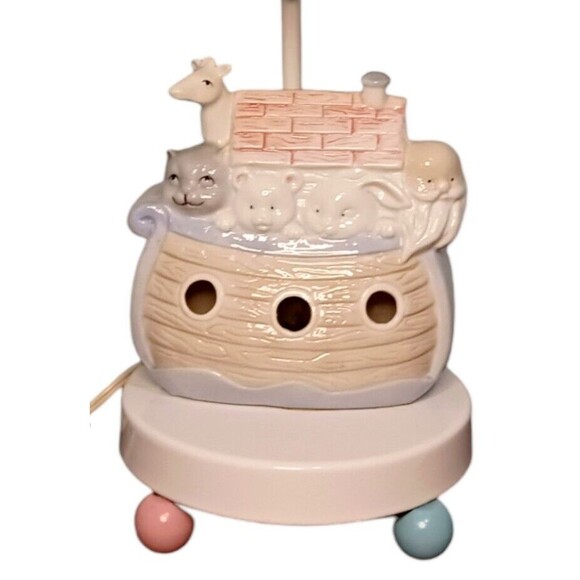 VTG Noahs Ark Baby Childrens Nursery Ceramic Lamp & Night Light 3 Way Switch EUC - Picture 3 of 9